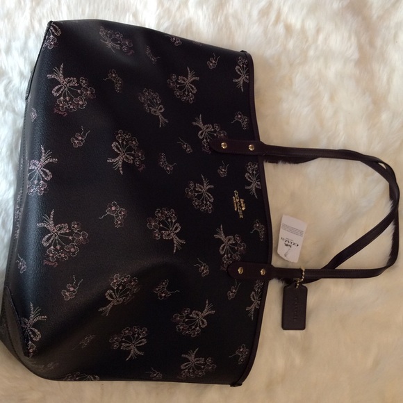 New COACH Reversible Tote BAG Floral Mahogany - Picture 11 of 11